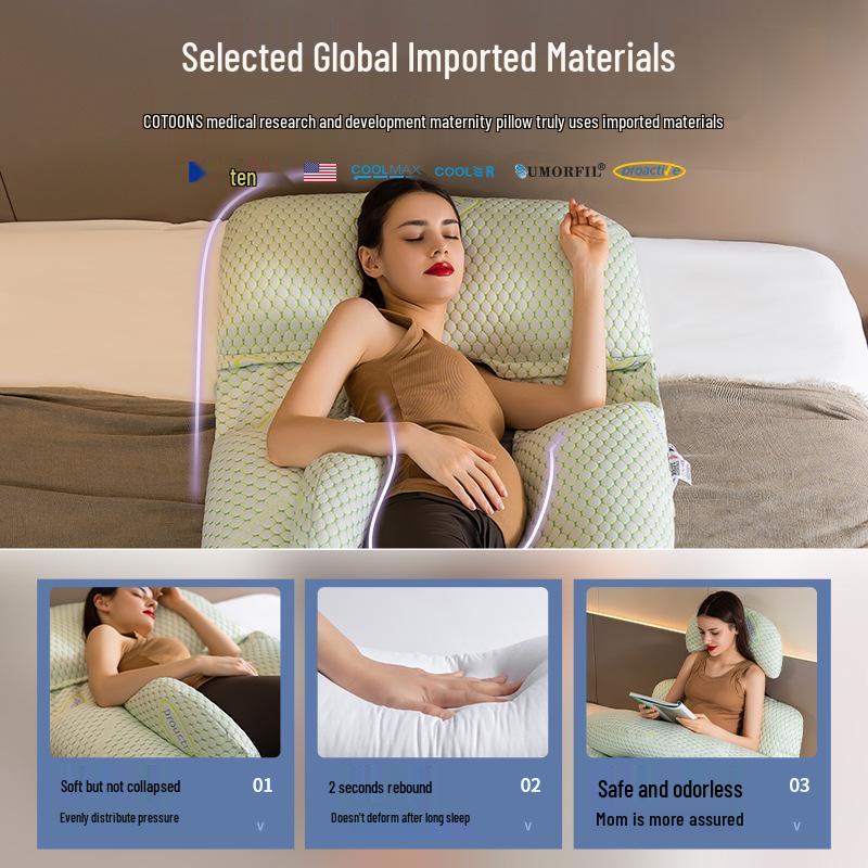 Multifunctional U-Shaped Maternity Body Pillow with Removable Waist Support