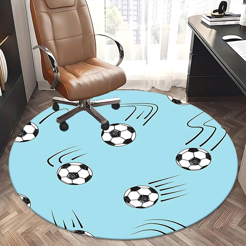 Soccer Ball Office Carpet Chair Mats, Football Patterned Rug for Home Decor, Office Carpet Gift, Suitable for Bedroom, Living Room, Various Rooms1118