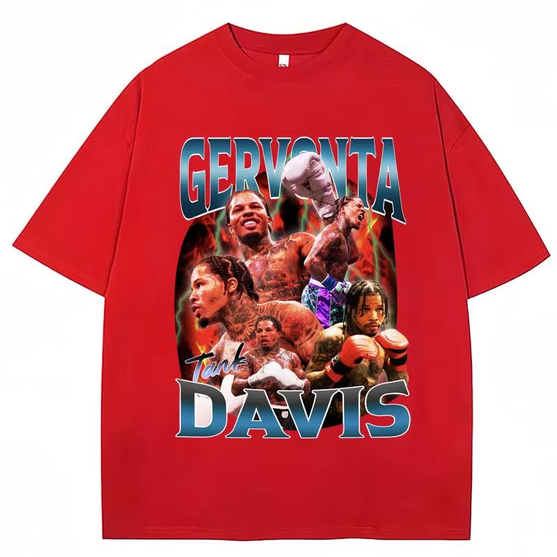 T-shirt Imprimé Tank Gervonta Davis Style Vintage Harajuku Hip Hop Ample Vintage T-shirts Boxe Coton T-shirt Streetwear