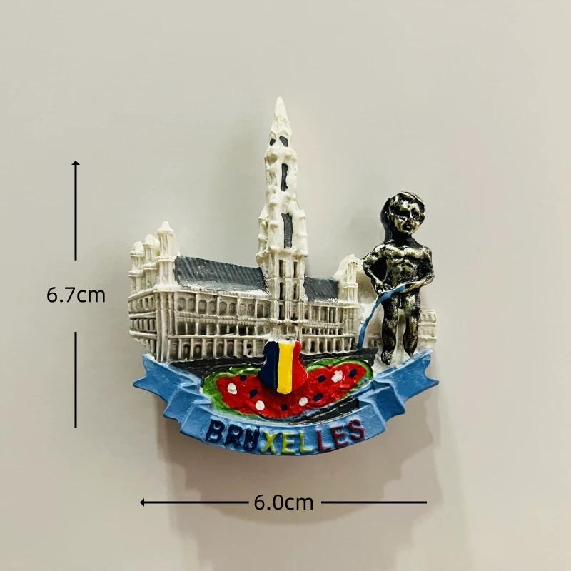 Belgium Brussels Antwerp Resin Fridge Magnet Stickers Travel Souvenir Gift Landscape Refrigerator Magnet Home Kitchen Decor