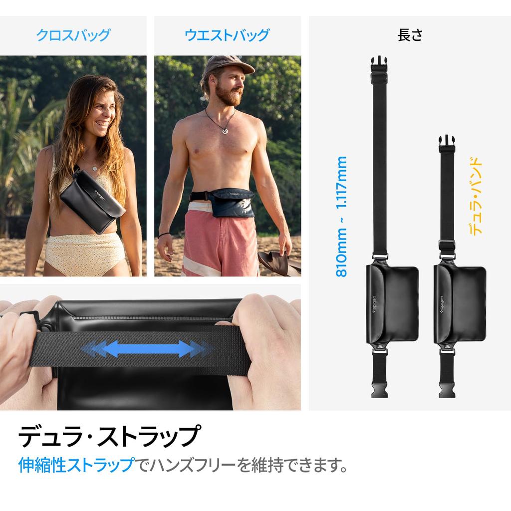 Spigen of Waterproof Smartphone Cases and Waist IPX8 Compatible with iPhone Pixel and Nothing Phone Triple Zippered and Velcro Large Adjustable