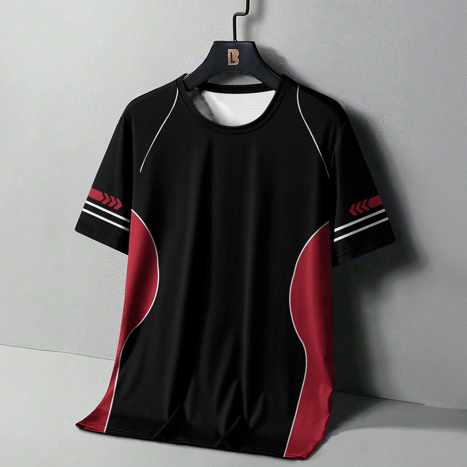 

Летняя мужская футболка, уличная спортивная одежда для фитнеса, повседневная быстросохнущая одежда с короткими рукавами и принтом, уличная спортивная рубашка, футболки 5XL