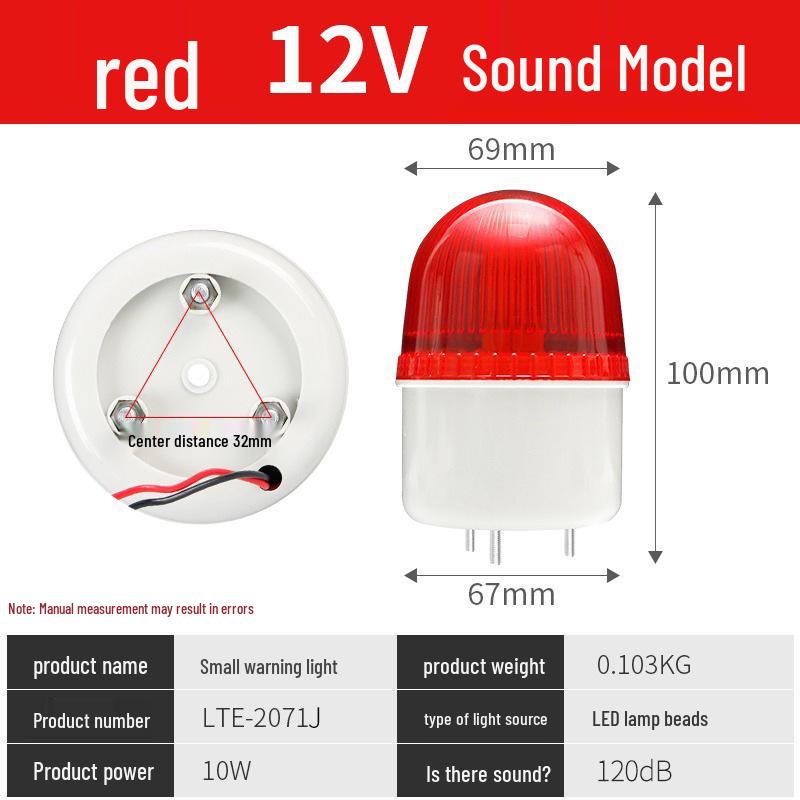 LTE-2071J LED Strobe Signal Light with Audible Alarm - Small Flashing Warning Indicator