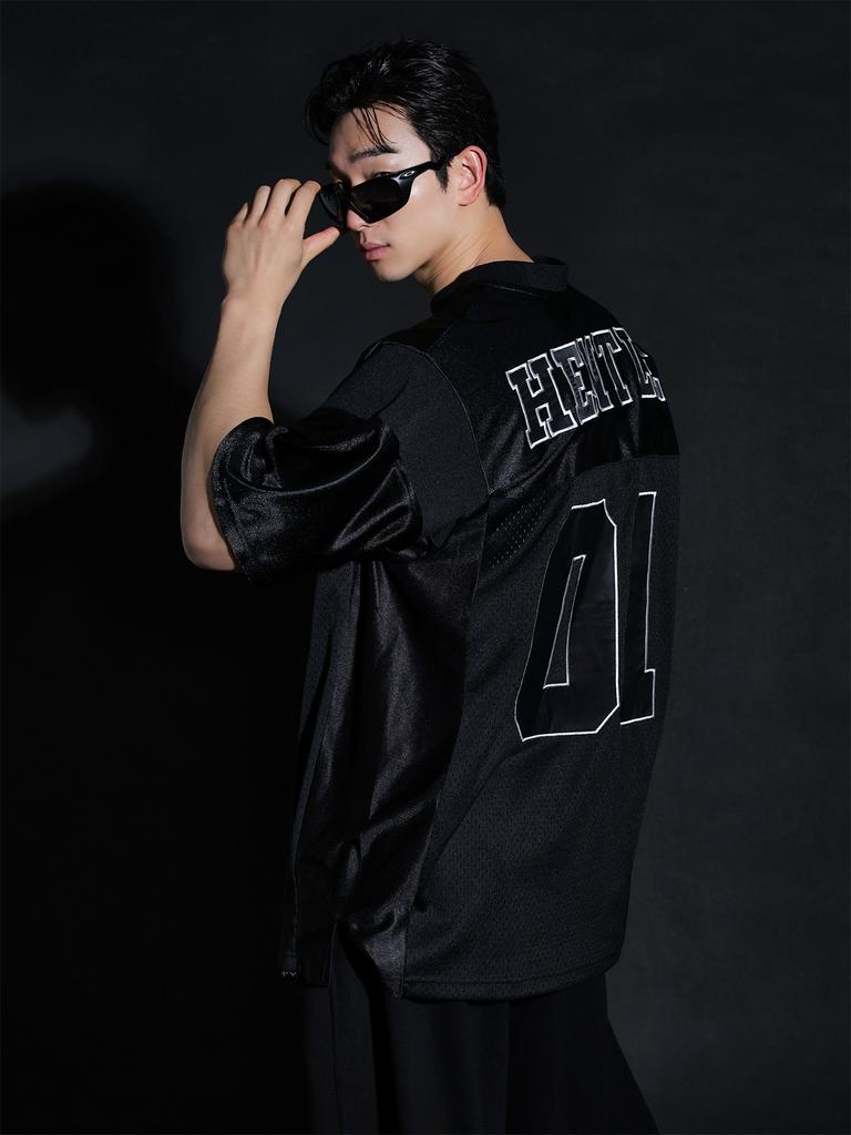 HENTLE Wide Shoulder Rugby Jersey T-Shirt (Black)