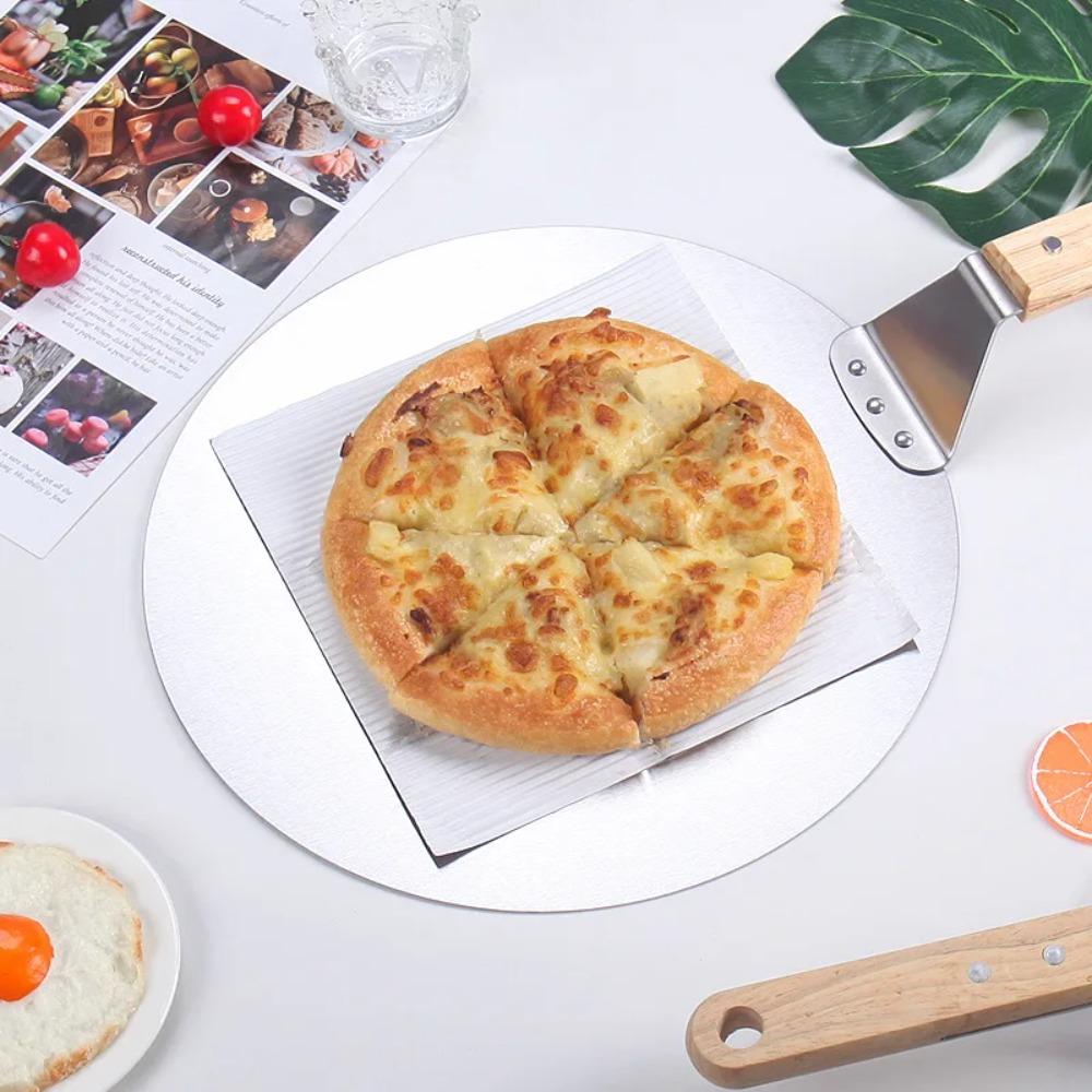 10/12inch Pizza Shovel Pastry Tools Stainless Steel Wooden Handle Peel Round Anti-scalding Pan Bakeware Maker With Clip