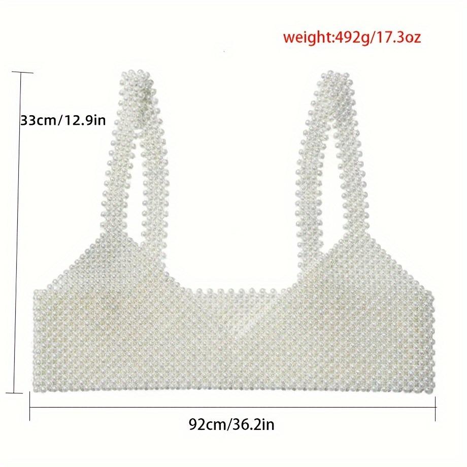 Exaggerated Imitation Pearl Design Bra Chain Elegant Sexy Style Personality Female Body Decor