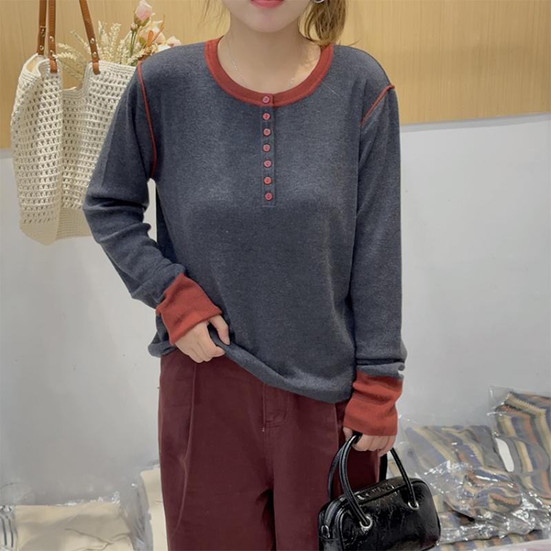 

Женские свитера, пуловеры 2025 Осень-Зима Длинный рукав О-образный вырез Черный вязаный свитер Женские топы Пуловер JJ110 One Size серый