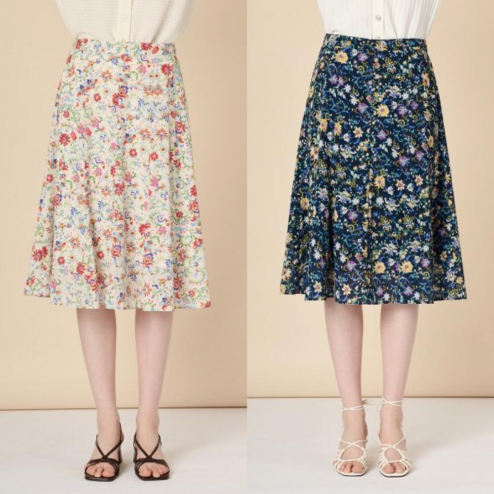 

Bcbg Flower Print Banding Skirt B3m3s209 Navy (55)/66