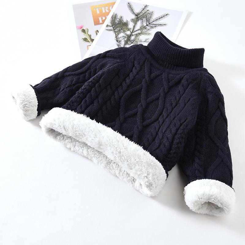 Children's Plus Velvet Thick Knit Sweaters: Boys, Girls, Infants - Warm Base Layer for Autumn and Winter