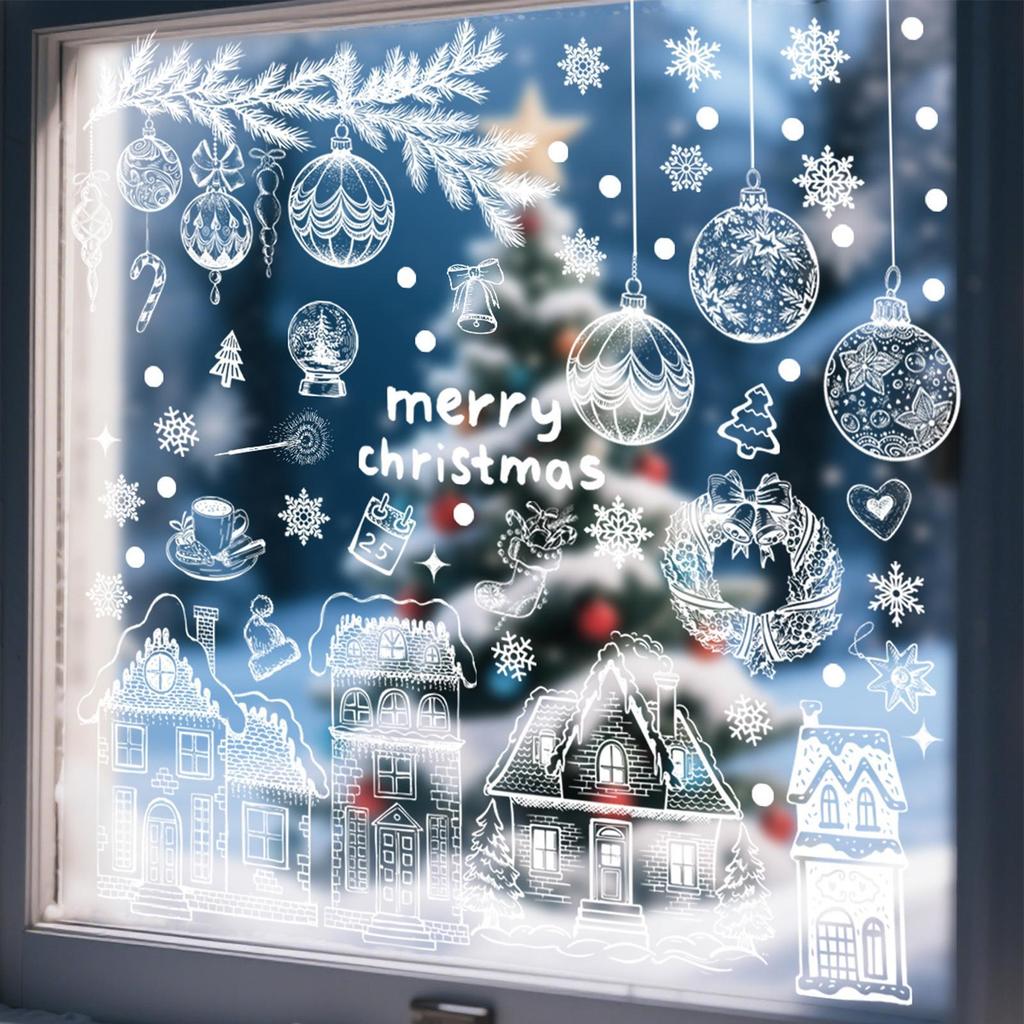 9 Stück Weihnachten Fensteraufkleber Doppelseitig Statisch Haftend Dekorationen Weihnachtsmann Und Schneeflocke Dekoration Für Wand Tür