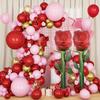 1 Artificial Rose Flower, 1 Large Rose Aluminum Foil Balloon, Suitable for Valentine's Day, Birthday Parties, Confession and Proposal, Wedd