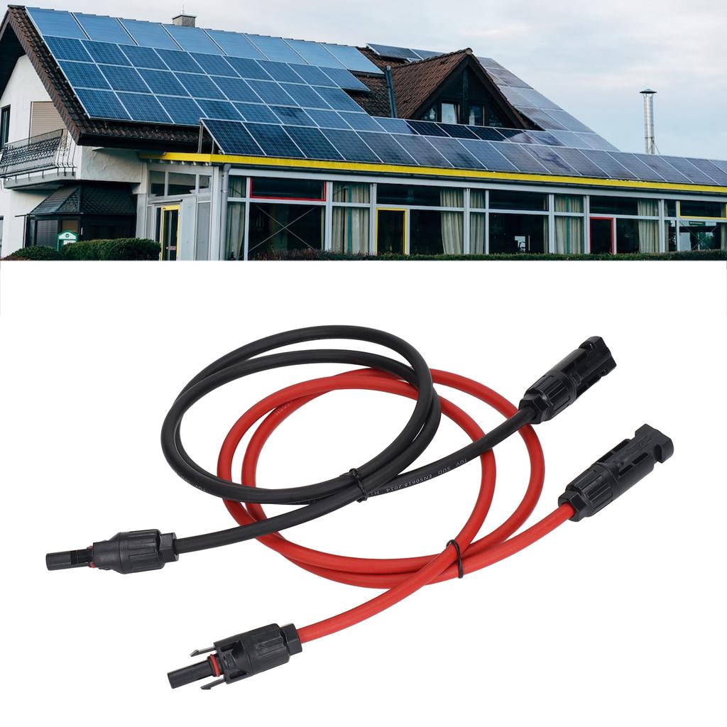 2Pcs Solar Panel Extension Cable 10AWG 6mm² Solar Extension Cable Rated Voltage 1000V Red Black