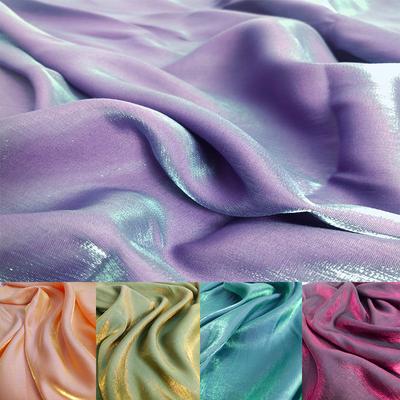 Colored Glass Silk Satin Gradient Fabric Dress Wedding Bright Face Baby Clothes Fabric Diy Mermaid Background Cloth Tablecloth