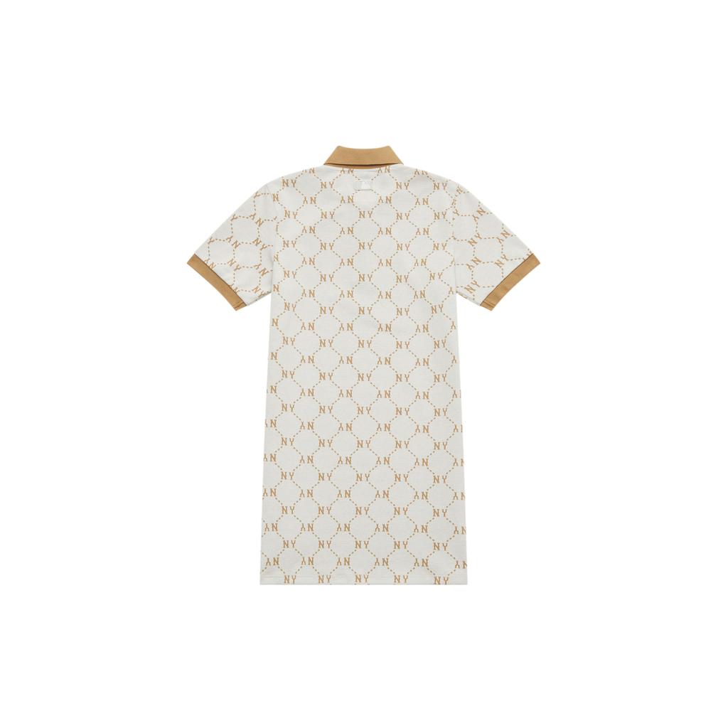 New MLB SS24 Short Sleeved Dress Women's Cream 3FOPM0443-50CRS