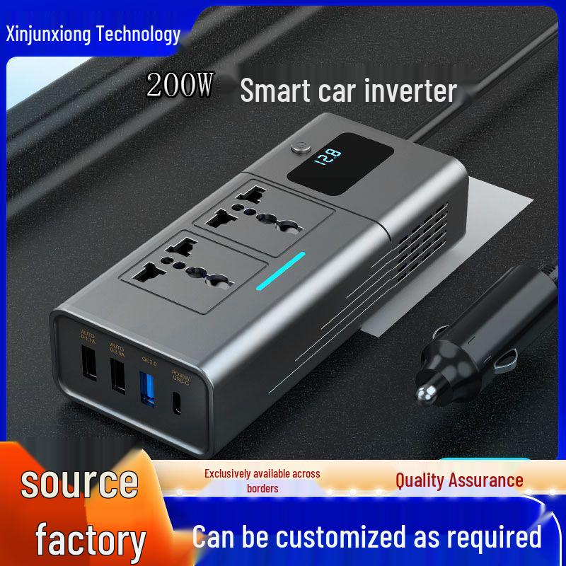 200W Auto-Wechselrichter: 12V auf 110V/220V mit schnellem USB-Laden und PD