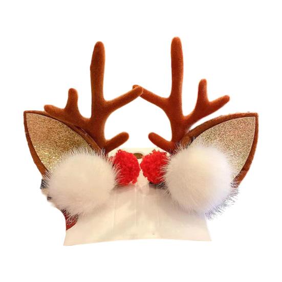 1 Pair Kids Reindeer Antler Hair Clips Soft Plush Christmas Hairpin for Baby Girl Toddler Cute Photo Prop Party Hair Accessory