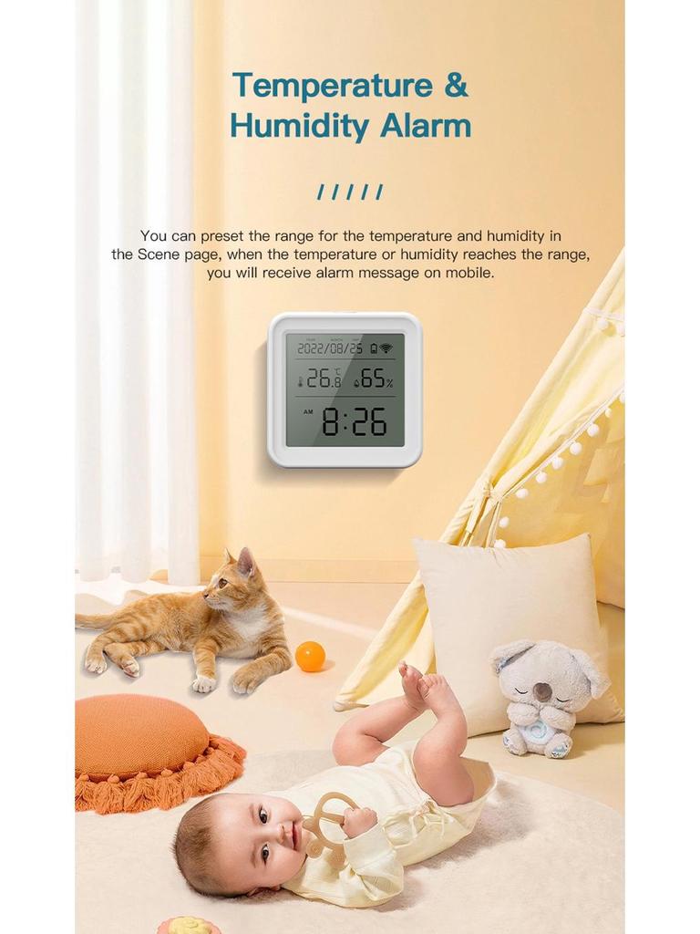 Tuya WiFi Temperature & Humidity Detector: Smart Indoor Zigbee Thermohygrometer.