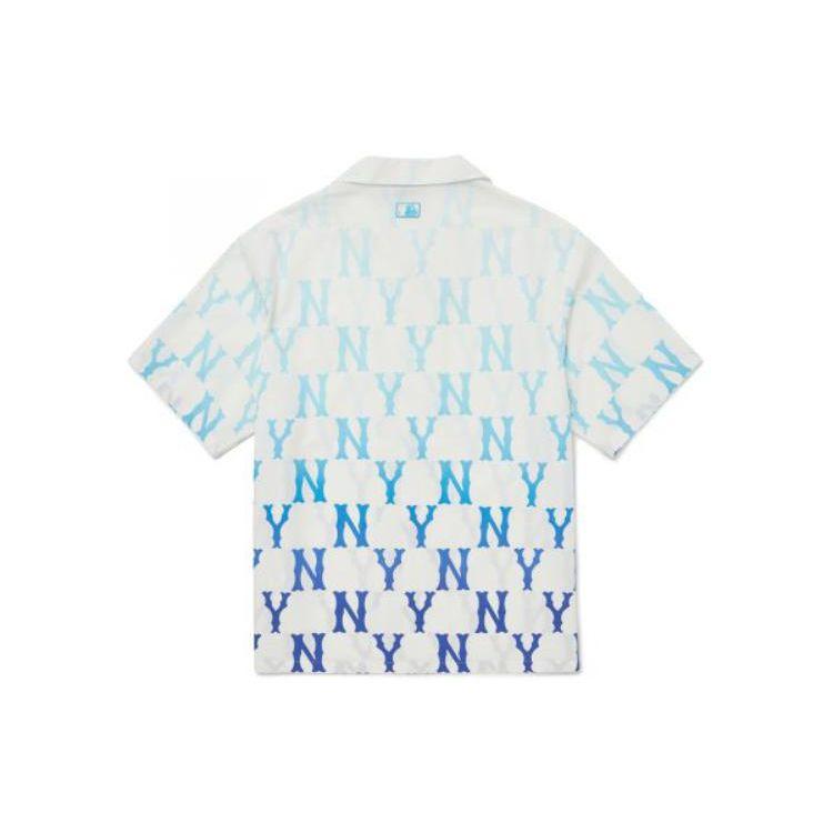MLB New York Yankees Full Print Gradient Logo Short Sleeve Shirt Unisex shirts Blue 3AWSM6123-50BLS