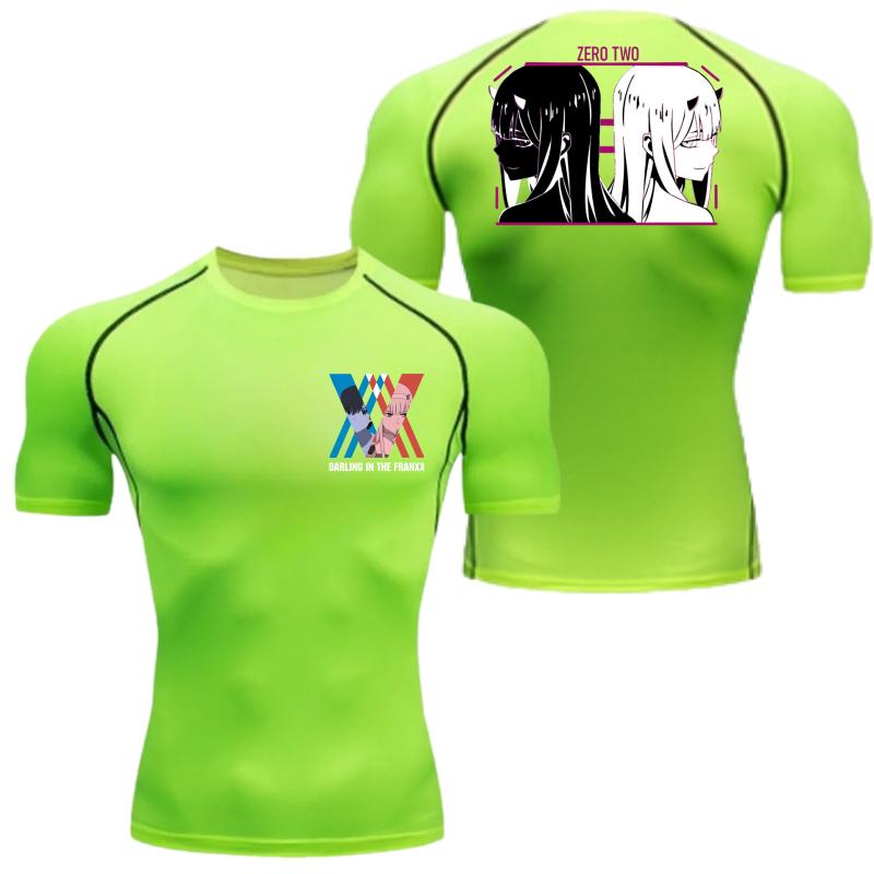 

Удобная фитнес-футболка для мужчин с графикой Zero Two, дышащая, облегающего кроя, летний топ для спортзала, бега, тренировок, эластичный фитнес-костюм XXXL