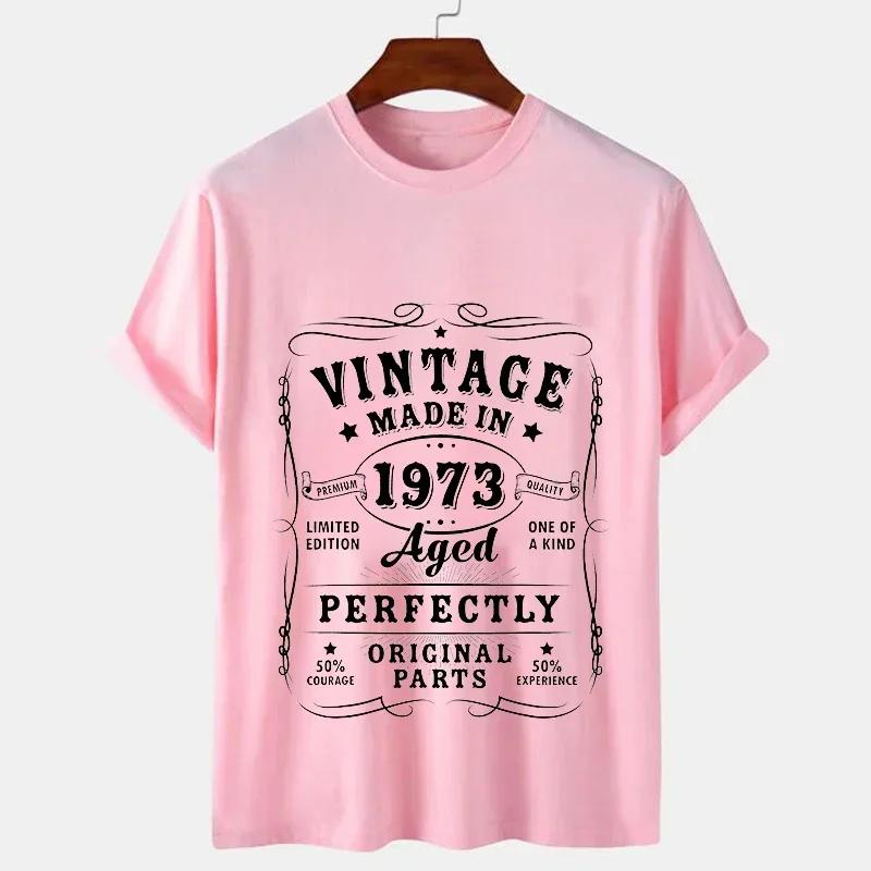 

1973 50th Birthday T-shirts T-shirt Vintage 1973 Men Short Sleeve Tops Street 1973 T Shirt for Men T Shirt Oversize Tee Shirt Man XXXL
