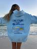 New European Size Women'S Shoulder Sleeve Threaded Hawaii Hibiscus Brand Sweater Hoodie Print