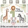 Party Backdrop Flat Banners Lion Elephant Giraffe Zebra First Celebrations Wedding Photo Booth Background Front Door Decor