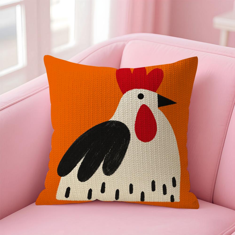 Cute Nordic Dinosaur Cushion Cover Natural Linen Organic Fabric DoubleSided Printing Sofa Home Decor Gift Pillow Case