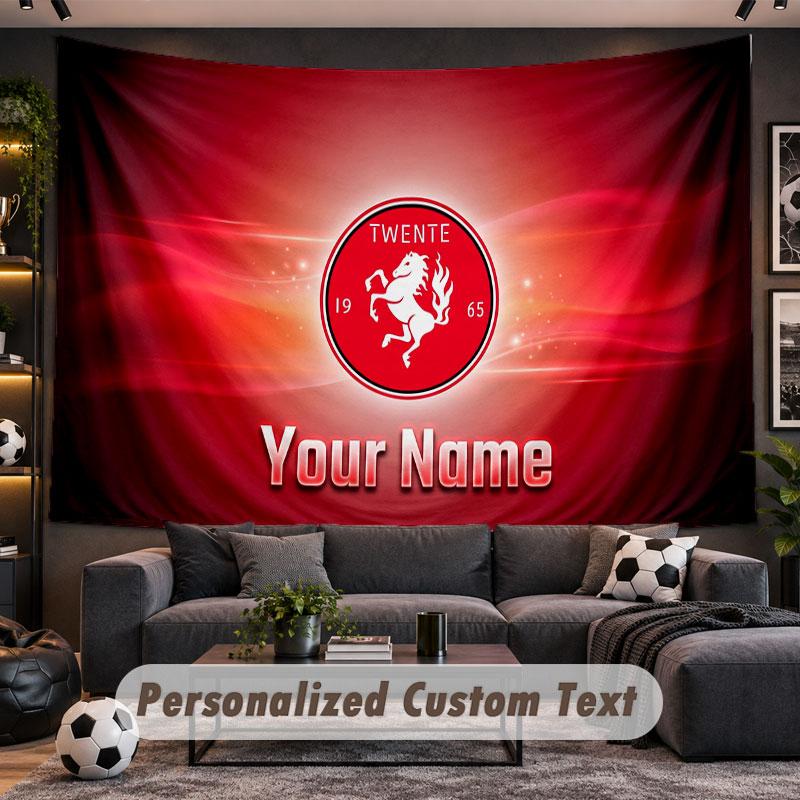 Wall Hanging Tapestry Custom NameFC Twente Pattern Personalized Printed Fabric Wall Decor