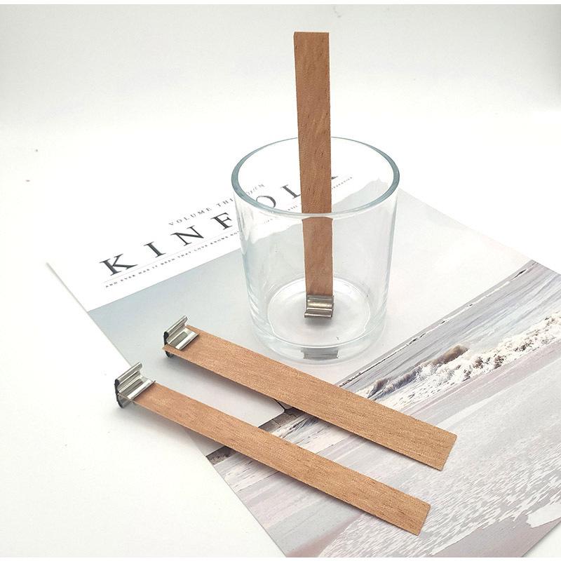 DIY Smokeless Wooden Candle Wicks with Metal Holders, Pure Cotton, 24-48 Strands, for Homemade Scented Candles