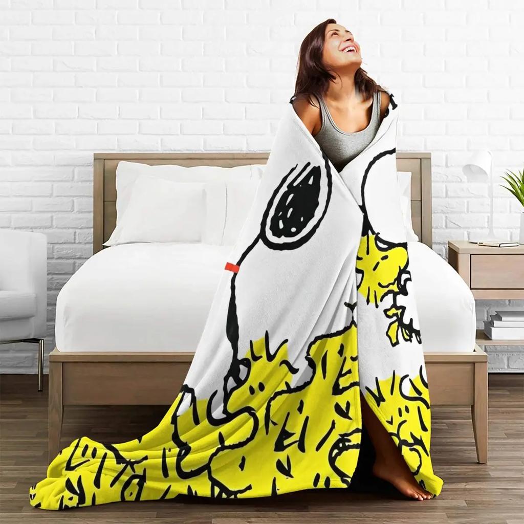 Woodstock Woll Decken Cartoon Niedlich Lustig Überwurf Decke für Bett Sofa Couch 125*100cm Tagesdecken Leicht