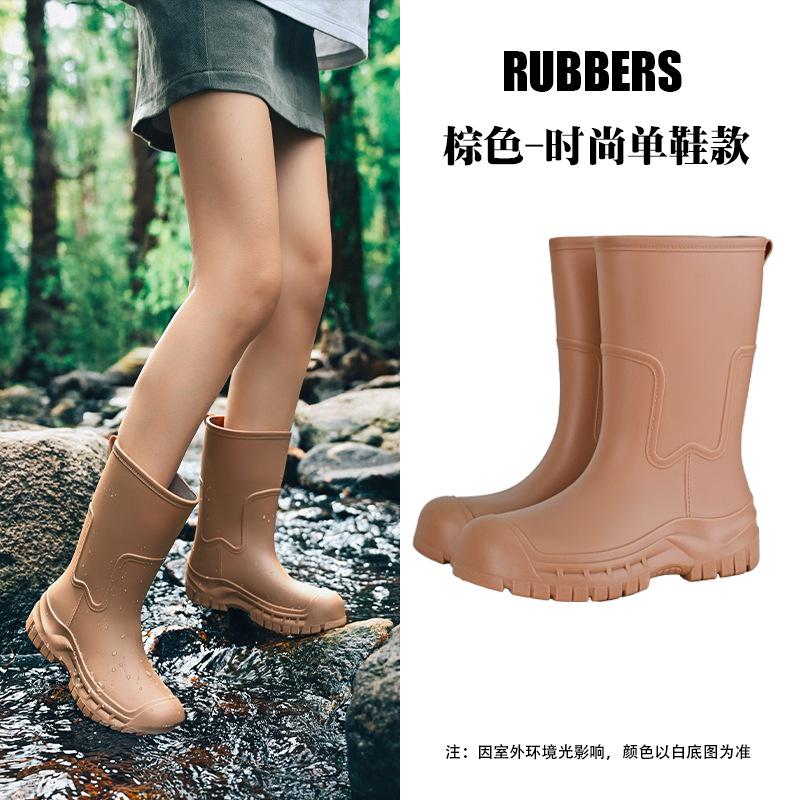 

Полусапоги женские уличные модные универсальные дождевые водонепроницаемые нескользящие бархатные теплые 40