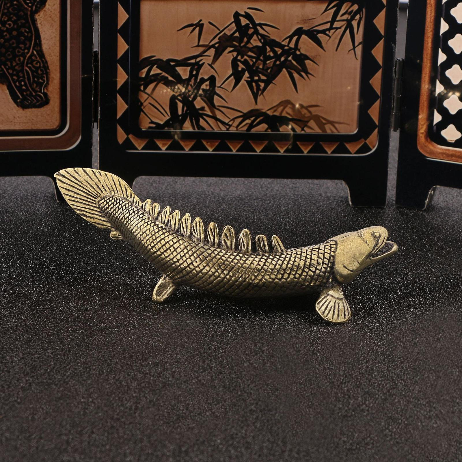 

Crocodile Dragon Statue Brass Figurine Miniature Sturdy Animal Sculpture Retro Design for Room Desk