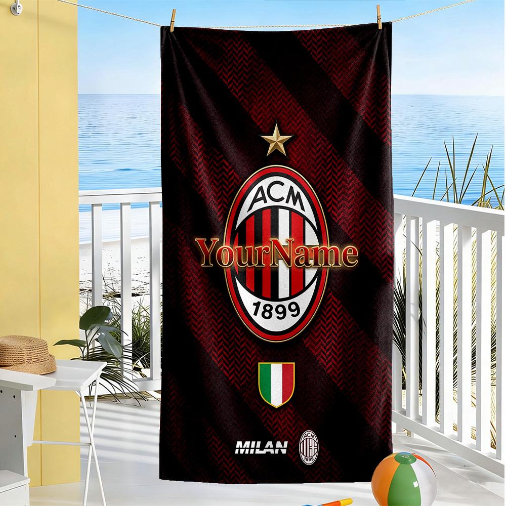 Ac Milan Customize Your Name Beach Towel Quick-Dry Soft Microfiber Suitable for Sports Travel Swimming Yoga Bathroom Beach And Pool