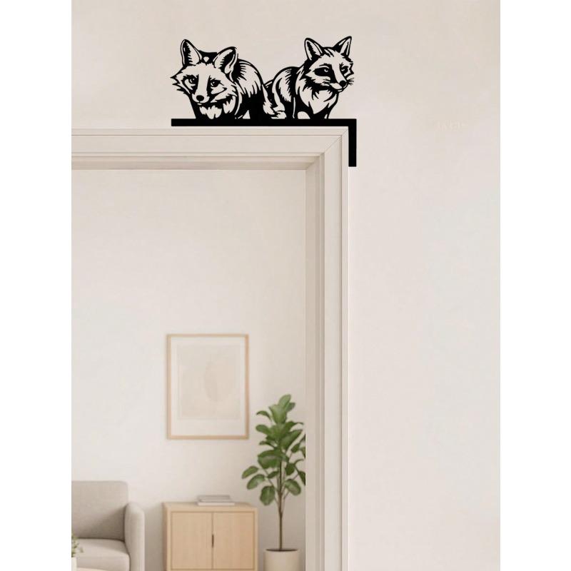Stylish Fox Silhouette Metal Wall Art Laser Cut Iron Branch Decor for Living Room Office
