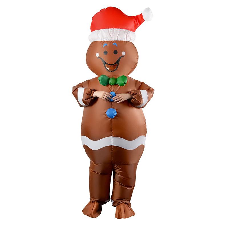 Christmas Gingerbread Man Inflatable Costume for Parties, Festivals, and Cosplay One Size