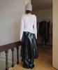 Obeodyupeulleeo Leather Layered Wrap Skirt_Coated Black