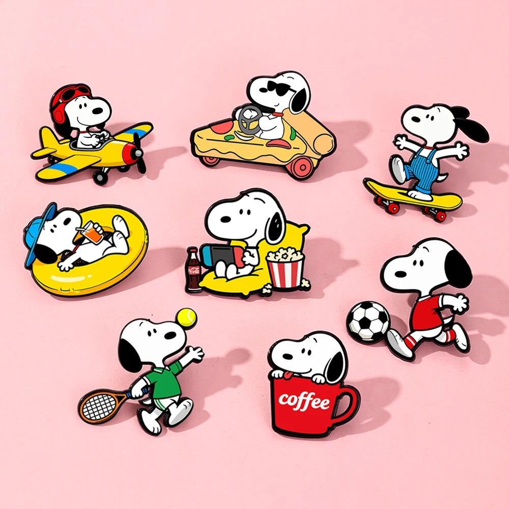 HOT 8pcs Cartoon White Puppy Dogs Enameled Brooches Cute Animal Lapel Pins Fashion Jewelry Accessories Set Present for Friends