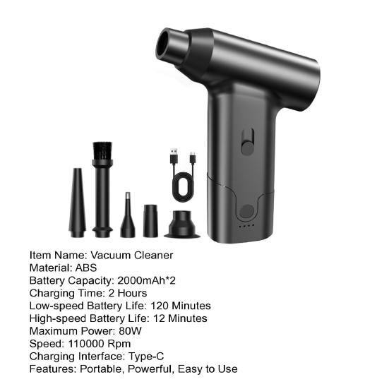 Elektrický prachovka 110000 ot/min Vysokorychlostní Nastavitelný Kompaktní design Přenosný Dobíjecí Vzduchový foukač Vysavač
