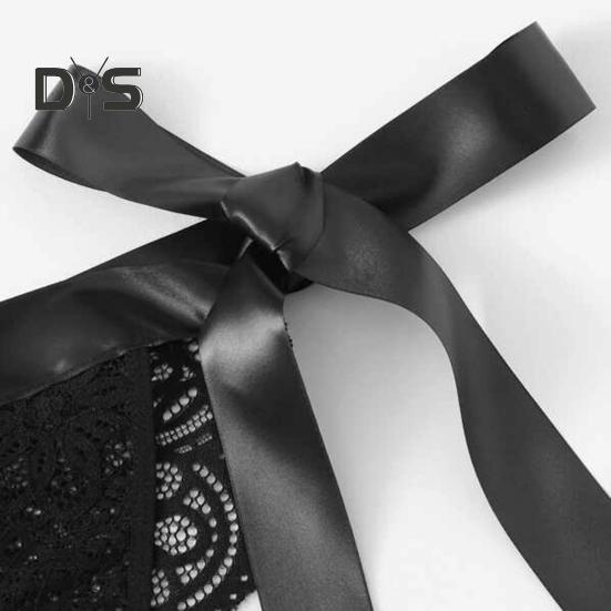 2 Pcs/Set Bra Panties Set Lace Uo Bow knot See through Lace V Neck Spaghetti Strap Three Point Pornographic Lady Underwear Suit