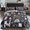 Cat Floral Print Bedding Set Breathable Comfortable Bedroom Room Decoration