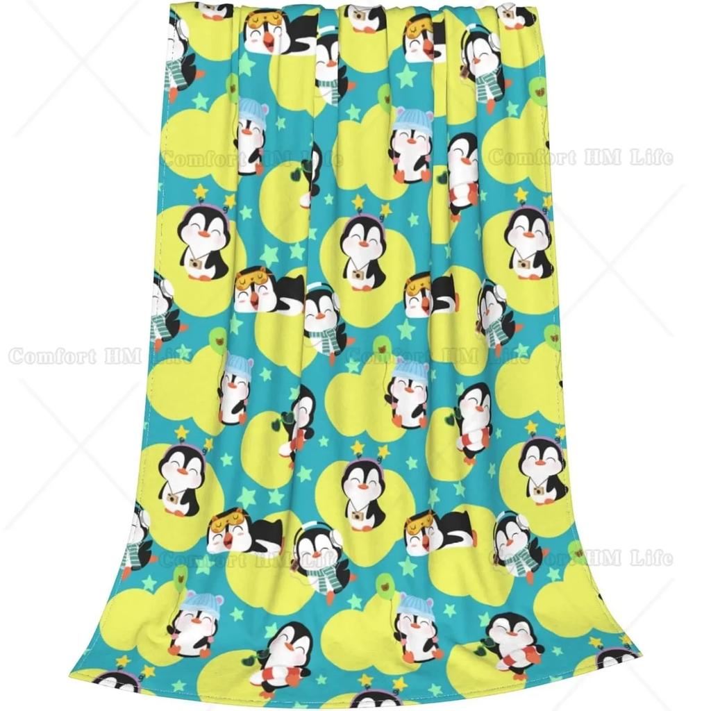 Cute Penguin Print Flannel Blanket for Kids Lightweight Plush Penguin Lovers Blanket Suitable for Bed Chair Sofa Gift 50"x40"