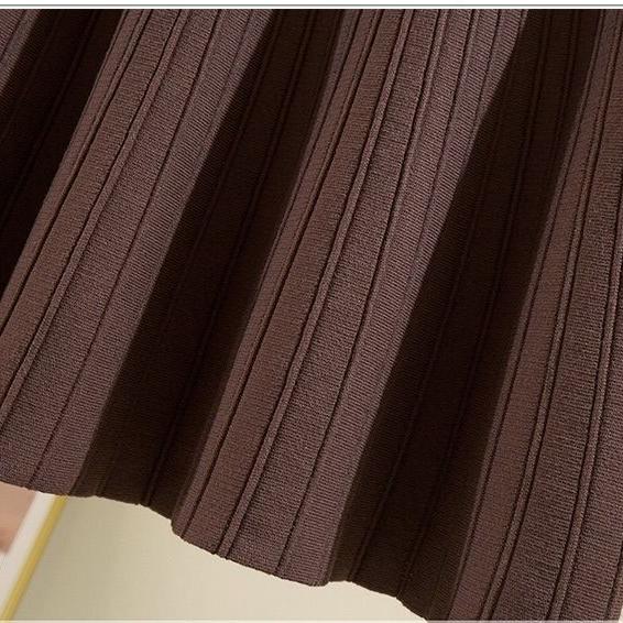 Women's Knitted Umbrella Skirt, High-waisted Skirt, Autumn and Winter Short Swung A-line Pleated Skirt