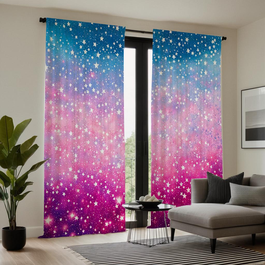Hd Digital Color System Rainbow Girly Style Curtains Home Decorating Decoration Living Room Bedroom Through Ro Set Of 2 Made Polyester Sitting Decor
