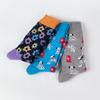 1 Pair of Cotton Blend Fashionable  Mid-calf Socks Spotted Dog Colorful Fireworks Pattern Comfortable Wearing In All Seasons