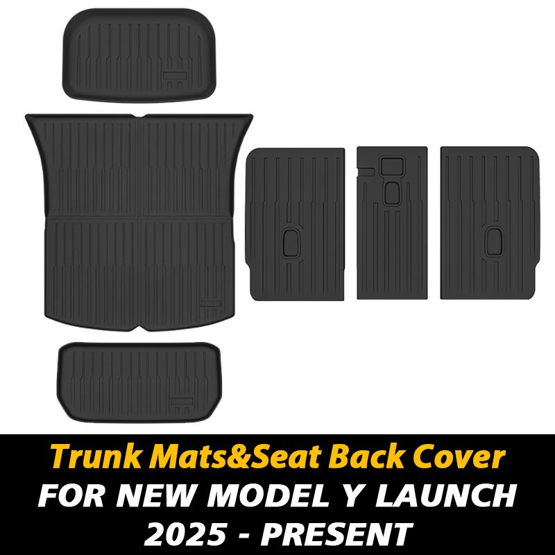 For New Tesla Model Y Launch 2025+ Juniper TPE Floor Mats & Cargo Liner All Weather Trunk Mats Floor Liner Seat Backrest Mats