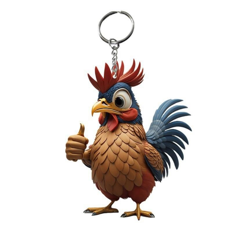 6pcs  Cartoon Chicken Keychain Decorative Backpack Accessory Christmas Keyrings
