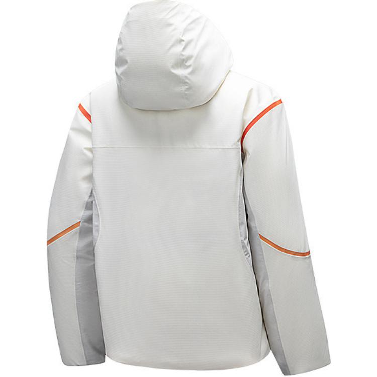 Anta Training Series Color Block Zipper Hooded Comfortable Breathable Versatile Short Down Jacket Women outerwear Ivory 162447924-1