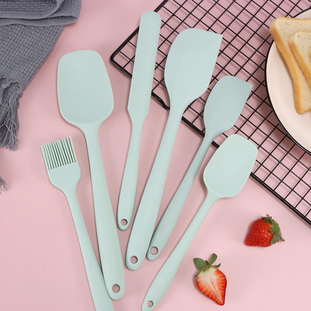 6-teiliges/Set Silikonspatel-Set Hitzebeständig Antihaft-Spatelwender Schaber Ölpinsel zum Kochen Backen Mischen Küchenwerkzeug
