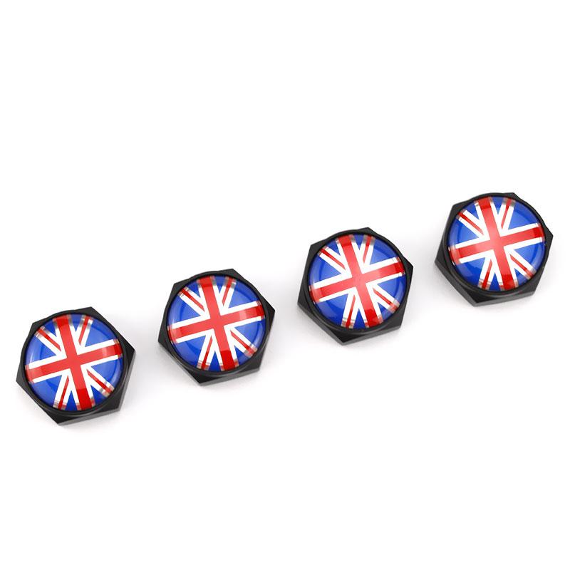 4Pcs USA Italy Germany British Flag Metal Screws License Plate Bolts For VW BM Aud Car Accessories