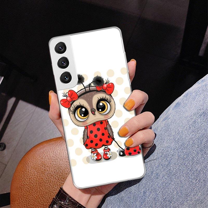 Cute Owl Hearts Lover Phnoe Case for Samsung Galaxy S26 S25 Edge S23 S24 Ultra S22 Plus S21 S20 FE Unique Cover Soft Coque Galax